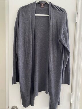 Elliott Lauren Open-Front Long Cardigan - Gray